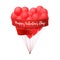Ballons in form of heart with red ribbon.