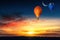 Balloon against the backdrop of sky and sunset,