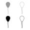Balloon Airball with string rope inflatable helium set icon grey black color vector illustration image flat style solid fill