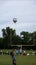 Balloon Aloft over Soccer Goal Posts