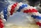 Balloon arch with evening sky background