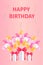 Balloon background for special events, realistic pink and yellow balloons and confetti on pink background. The festive concept of