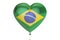 Balloon with Brazil flag in the shape of heart, 3D rendering