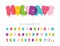 Balloon comic font for kids. Funny colorful ABC letters and numbers. Bold cartoon alphabet for birthday and holidays design.