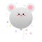 Balloon Cute Kawaii Mouse, Rat. Animal isolated on a white background. Vector