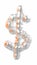 Balloon dollar sign. Realistic 3D illustration isolated white gold helium balloon golden font text. Decoration element