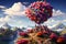 Balloon dreamscape, fantasy plane soars with a vivid array of colorful balloons