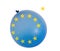 Balloon with EU colours and yellow colour stars. Concept, Brexit etc and European Union. Isolated on white background.