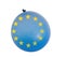 Balloon with EU colours and yellow colour stars. Concept, Brexit etc and inflated European Union. Isolated on white