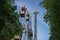 Balloon Ferris Wheel and Star Flyer Ride Himmelskibet at Tivoli Gardens Amusement Park - Copenhagen, Denmark
