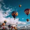 balloon festival .colorful balloons against a blue sky with clouds