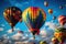 balloon festival .colorful balloons against a blue sky with clouds