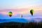 Balloon flies over a field of flowers