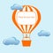 A balloon flying in the clouds across the sky. The concept of vacation, travel. Template design with space for text. Vector.