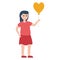 Balloon girl, cute girl Vector Illustration icon which can be easily modified