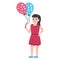 Balloon girl, cute girl Vector Illustration icon which can be easily modified