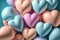 Balloon hearts in pastel colors background for Valentine`s day. Illustration celebrating the love day. AI generated