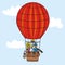 Balloon, hot air balloon flight, vector illustration