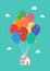 Balloon house vector illustration