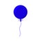 Balloon isolated icon on white background. Big round blue balloon with long ribbon.