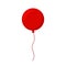 Balloon isolated icon on white background. Big round red balloon with long ribbon.