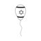 Balloon with israel flag styled icon in black flat outline design