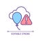 Balloon launch harmful effects RGB color icon