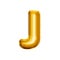 Balloon letter J 3D golden foil realistic alphabet