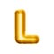 Balloon letter L 3D golden foil realistic alphabet