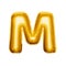 Balloon letter M 3D golden foil realistic alphabet