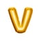 Balloon letter V 3D golden foil realistic alphabet