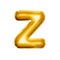 Balloon letter Z 3D golden foil realistic alphabet