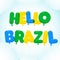 Balloon Lettering, colorful Hello Brazil text.