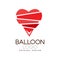 Balloon logo original design, creative badge with red heart for corporate brand identity, summer holidays, festival