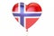 Balloon with Norway flag in the shape of heart, 3D rendering