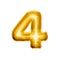 Balloon number 4 Four 3D golden foil realistic alphabet