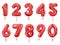 Balloon Numbers Red Realistic Icon Set