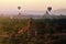 Balloon over temples of Bagan