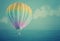 Balloon over watercolor sea landscape paper grunge background