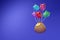 Balloon piggy bank with money bag on blue background ,Concept 3d illustration or 3d render