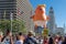 Balloon of President Donald Trump as baby with Los Angeles City Hall