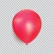 Balloon of red color realistic design vector isolated on transparent background. Balloon made from rubber latex