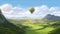 a balloon riding anime illustration, cute scenery, ai generated image