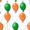 Balloon seamless patern in orange, green and white colors. Watercolor hand drawn illustration