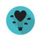 Balloon in the shape of heart long shadow icon. Simple glyph, flat vector of arrow icons for ui and ux, website or mobile