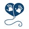 Balloon shaped heart with print hands paint silhouette icon