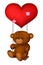 Balloon shaped read heart little bear cartoon swing