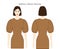 Balloon sleeves melon clothes character beautiful lady in brown top, shirt, dress technical fashion illustration, elbow