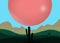 Balloon about to fall on cactus. Big risk