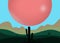 Balloon about to fall on cactus. Big risk.  Conceptual image of business and life risk